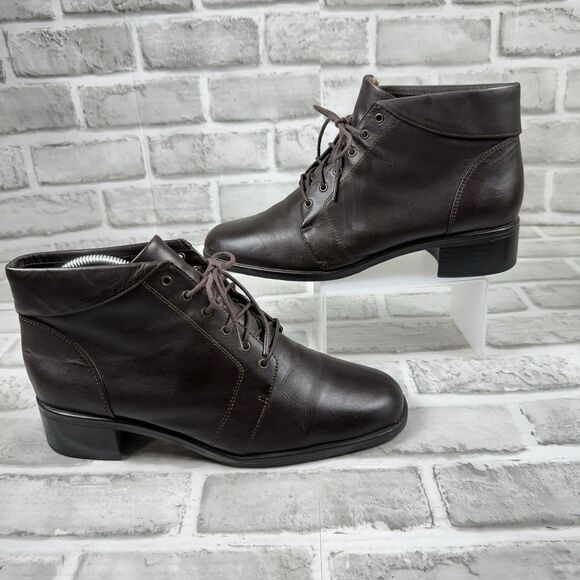 Classic Elements Lenni Women’s Size 8.5 Brown Leather Ankle Boots Vintage - Picture 1 of 11